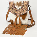 American Darling Hand-Tooled Hair-On Genuine Leather Crossbody Bag