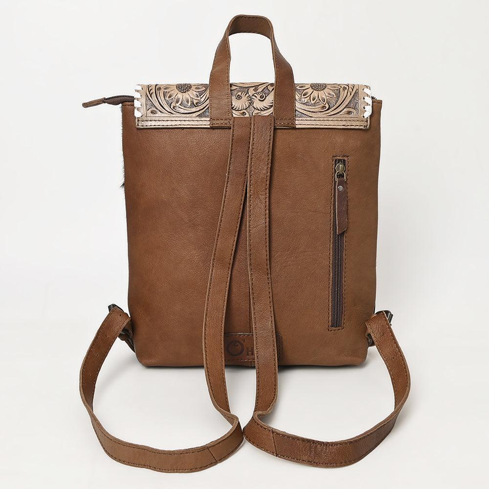 OHLAY Hand-Tooled Leather Backpack