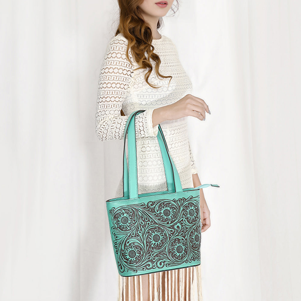 American Darling Tote Hand tooled Genuine Suede Leather Women Bag Western Handbag Purse | Travel Bags