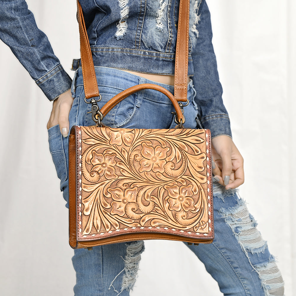 American Darling Hand-Tooled Genuine Leather Crossbody Bag