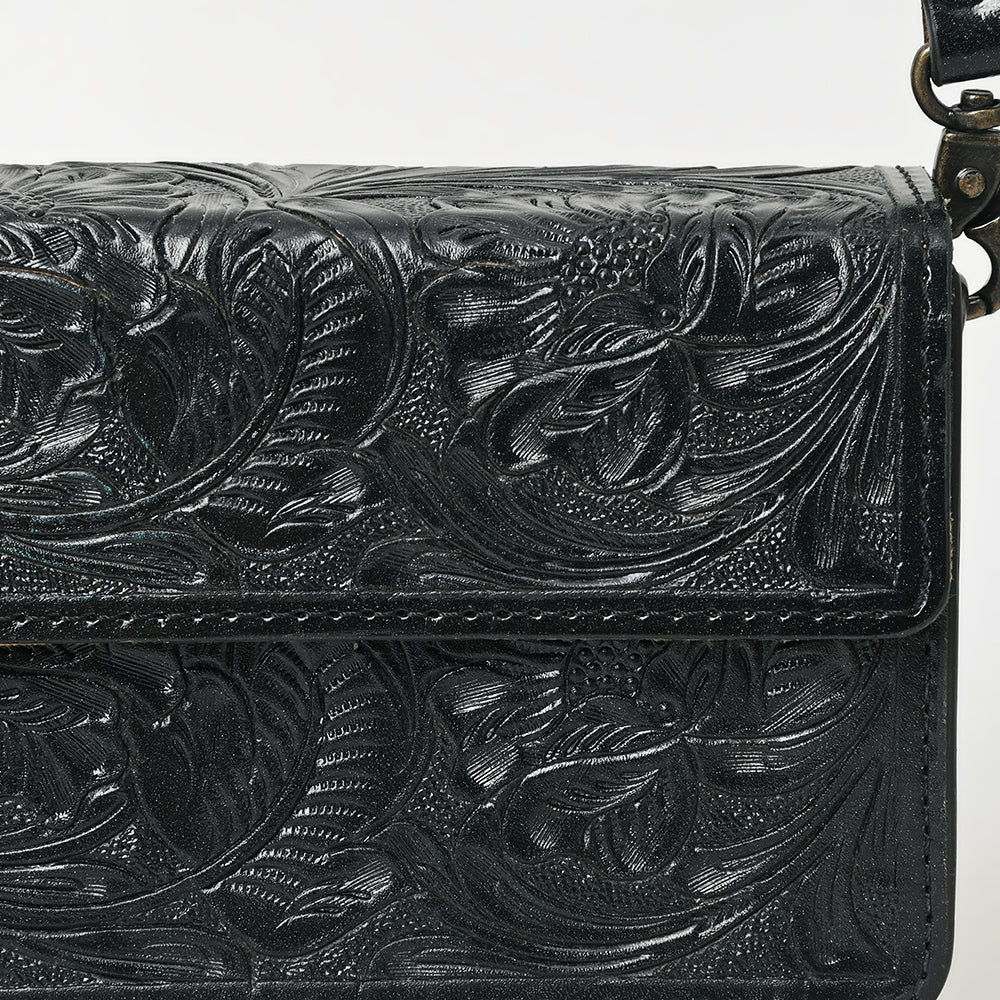 American Darling Hand-Tooled Leather Small Cross Body Bag – Floral Carved Vegetable-Tanned Genuine Leather Western Purse