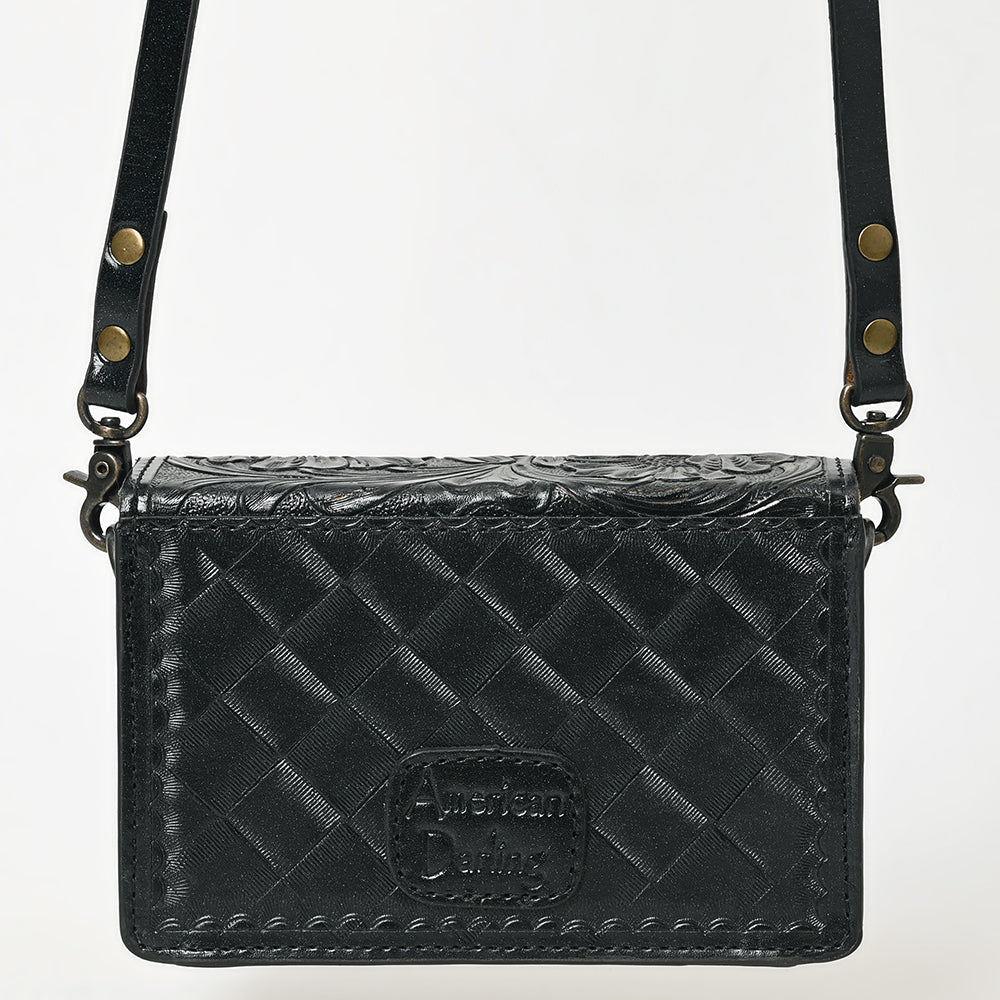 American Darling Hand-Tooled Leather Small Cross Body Bag – Floral Carved Vegetable-Tanned Genuine Leather Western Purse