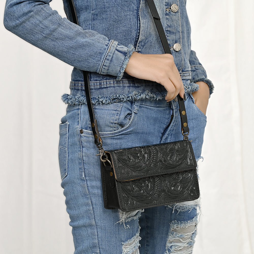 American Darling Small Crossbody Hand Tooled Genuine Leather