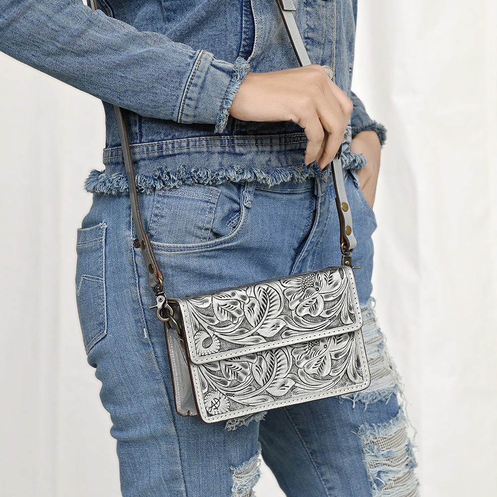 American Darling Small Crossbody Hand Tooled Genuine Leather