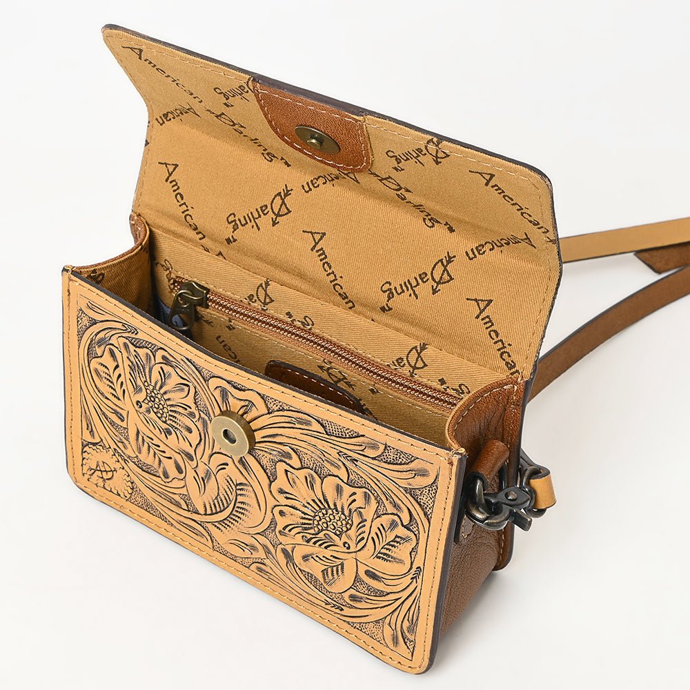 American Darling Small Crossbody Hand Tooled Genuine Leather