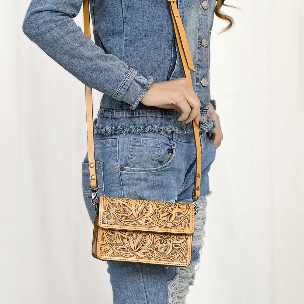 American Darling Small Crossbody Hand Tooled Genuine Leather