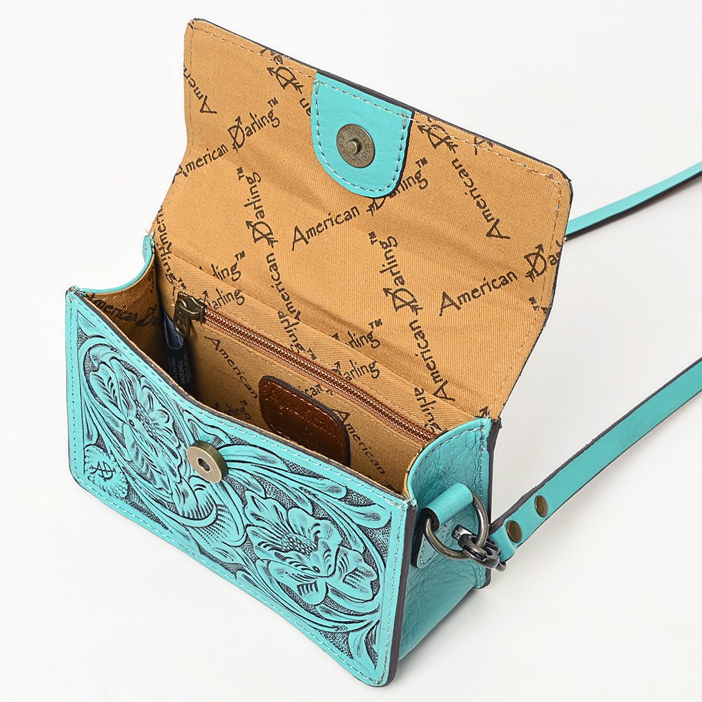 American Darling Small Crossbody Hand Tooled Genuine Leather