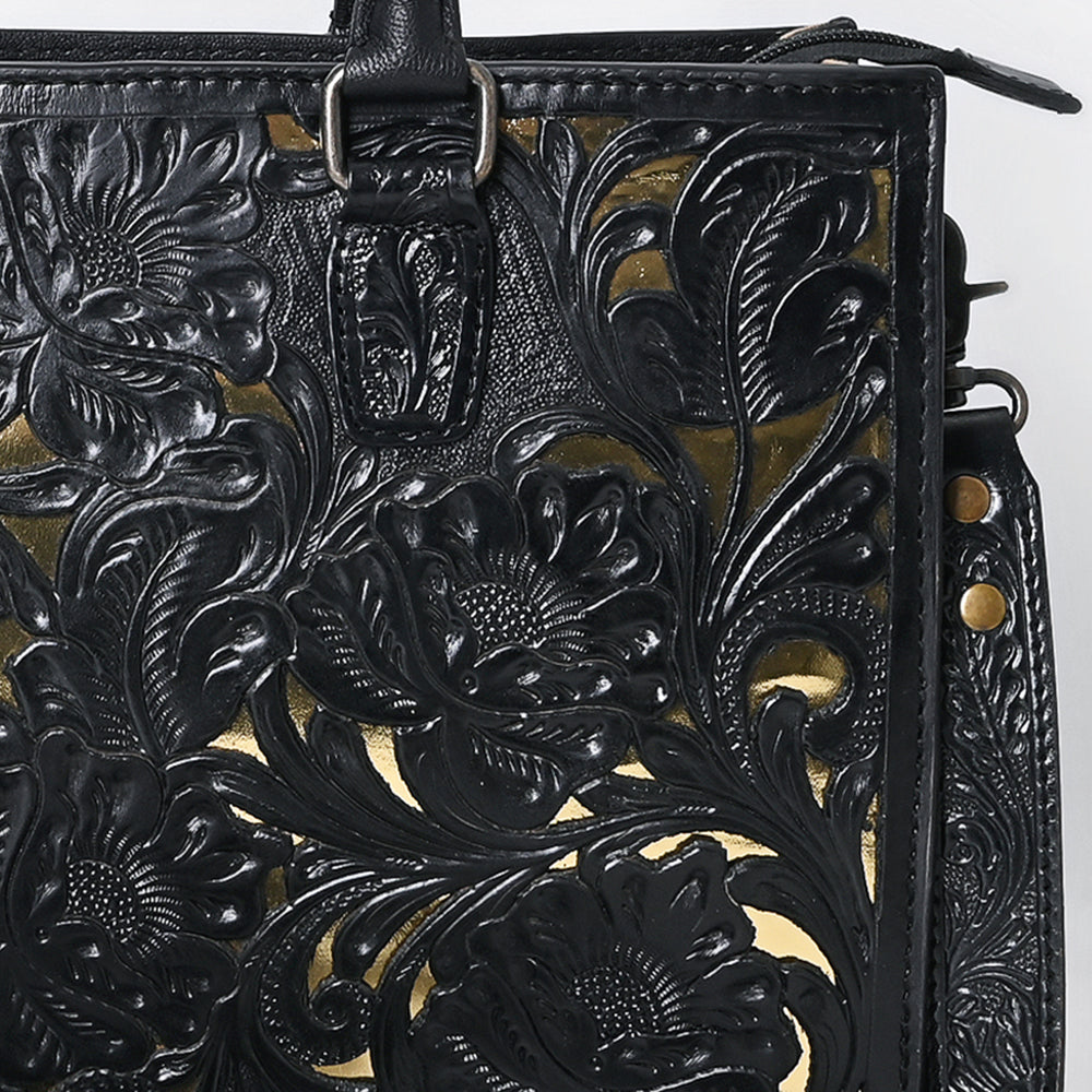 American Darling Hand-Tooled Genuine Leather Western Tote Bag for Women | Floral Carved Full-Grain Leather Tote | Everyday Carry Tote
