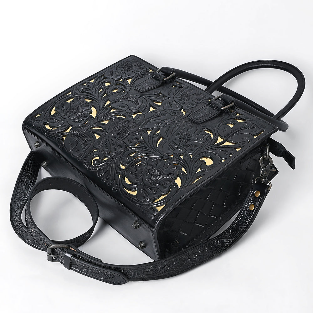 American Darling Hand-Tooled Genuine Leather Western Tote Bag for Women | Floral Carved Full-Grain Leather Tote | Everyday Carry Tote