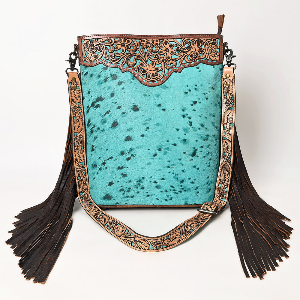 American Darling Hand-Tooled Hair-On Genuine Leather Crossbody Bag