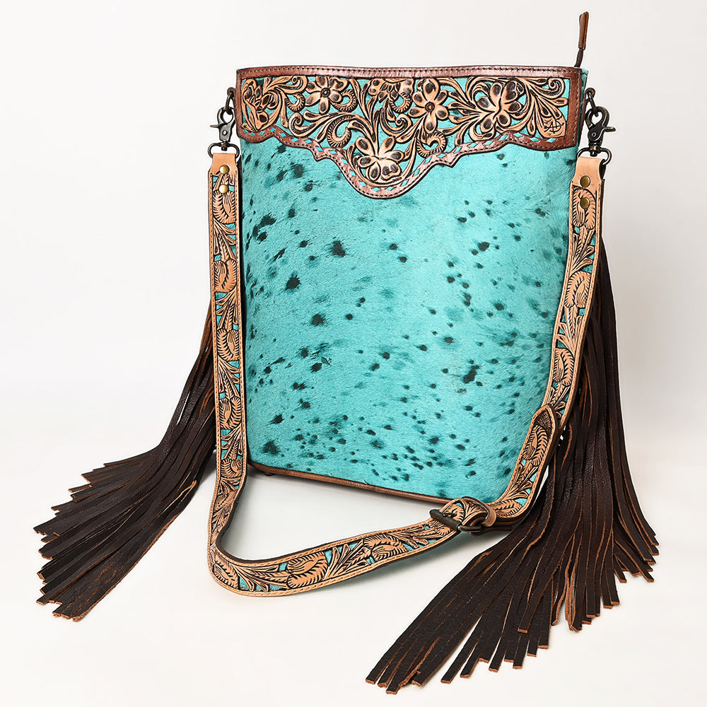 American Darling Hand-Tooled Hair-On Genuine Leather Crossbody Bag