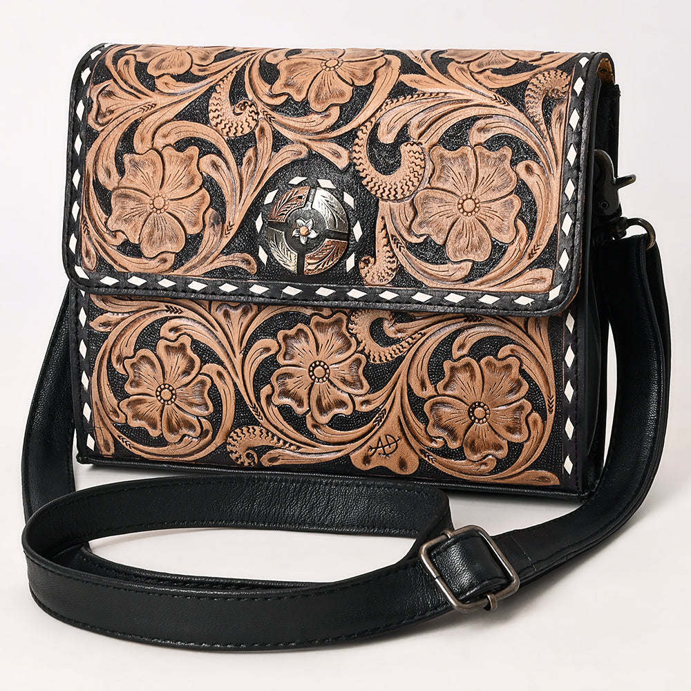 American Darling Hand-Tooled Genuine Leather Small Crossbody Bag