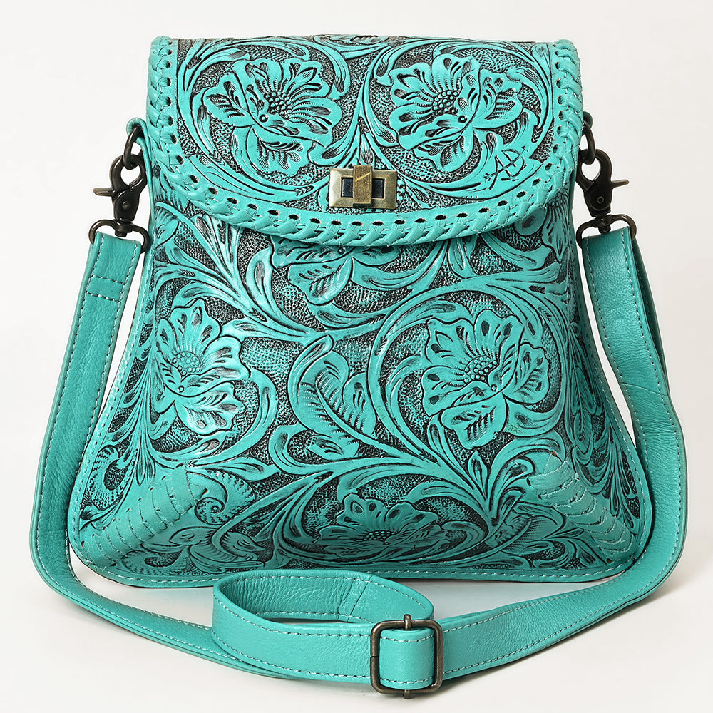 American Darling Hand-Tooled Genuine Leather Crossbody Bag | Floral Carved Full-Grain Western Purse | Everyday Leather Crossbody for Women