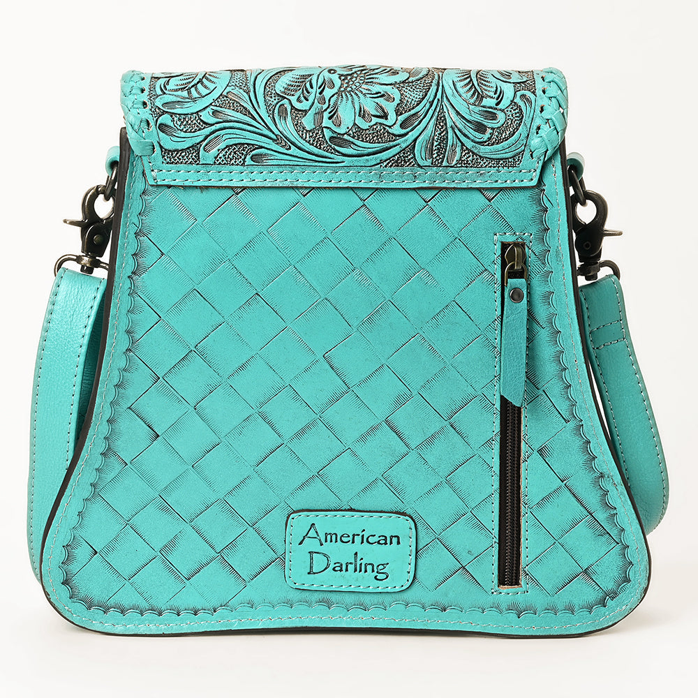 American Darling Hand-Tooled Genuine Leather Crossbody Bag | Floral Carved Full-Grain Western Purse | Everyday Leather Crossbody for Women