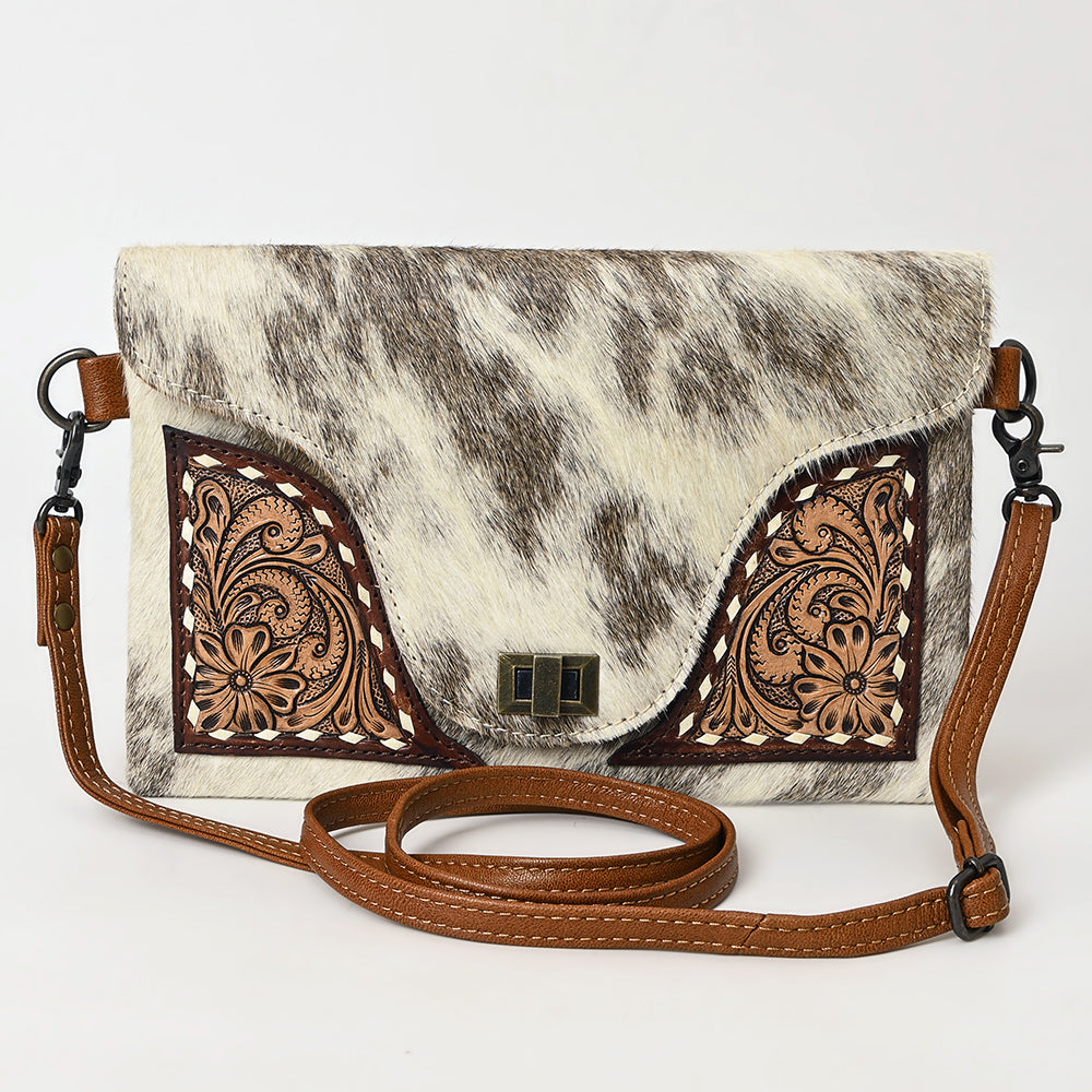 American Darling Hand-Tooled Hair-On Genuine Leather Envelope Bag
