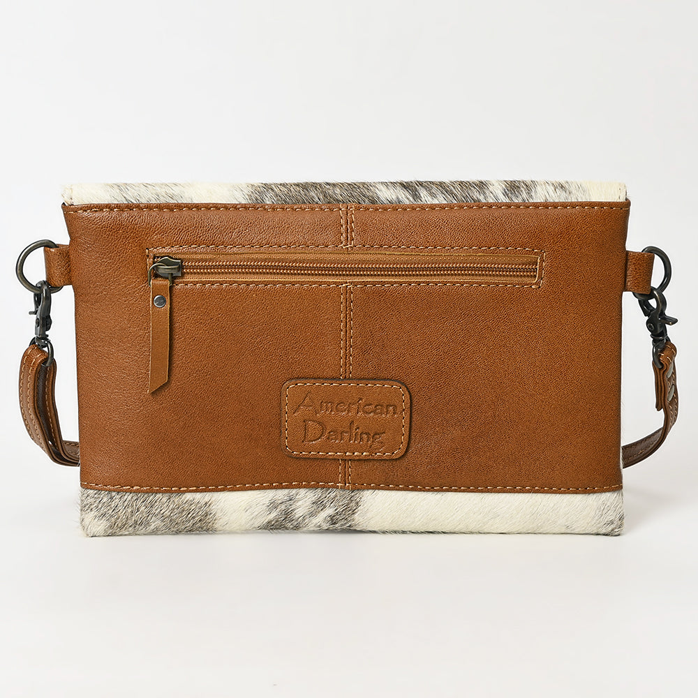 American Darling Hand-Tooled Hair-On Genuine Leather Envelope Bag