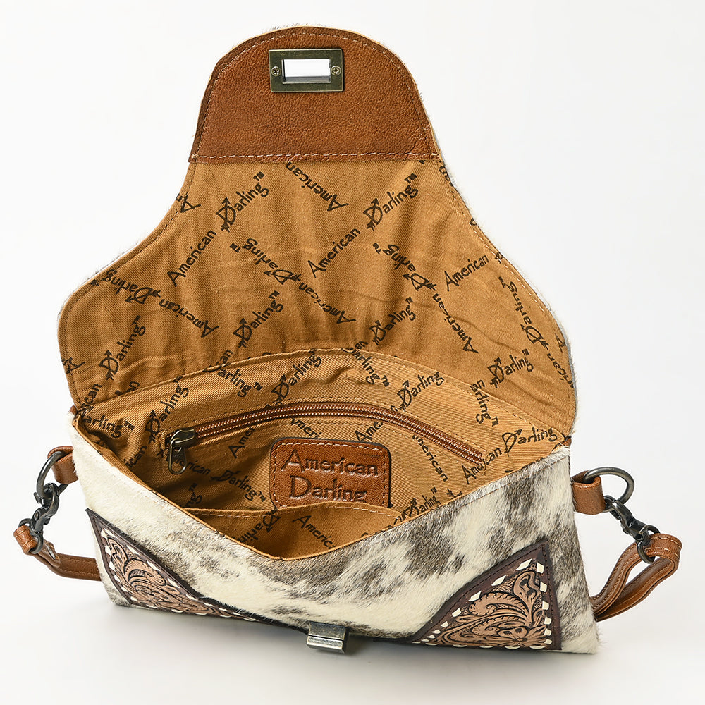 American Darling Hand-Tooled Hair-On Genuine Leather Envelope Bag