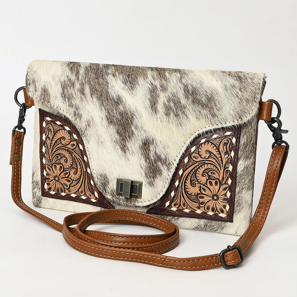 American Darling Hand-Tooled Hair-On Genuine Leather Envelope Bag