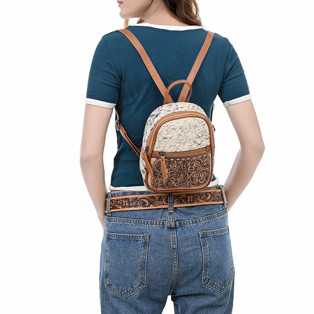 American Darling Backpack Hand Tooled Hair-On Genuine Leather