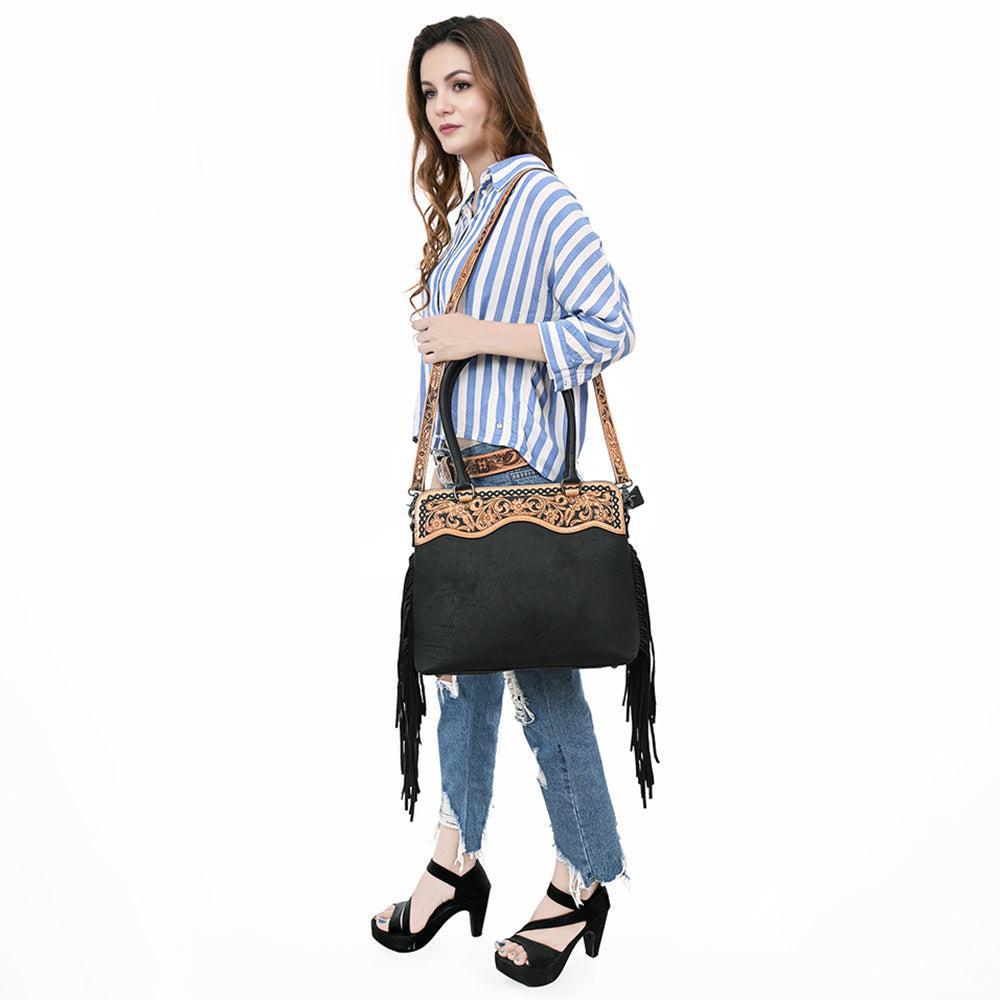American Darling Tote Hand Tooled Genuine Leather