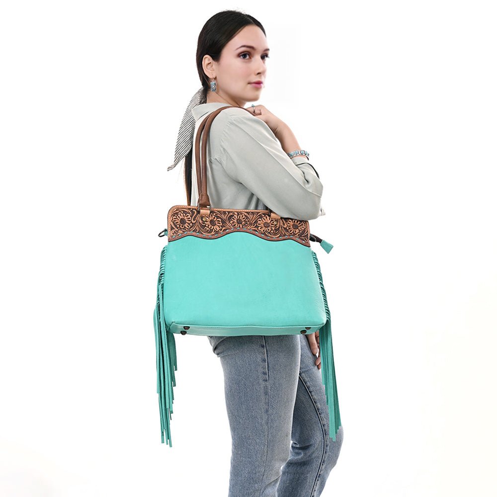 American Darling Hand-Tooled Genuine Leather Tote