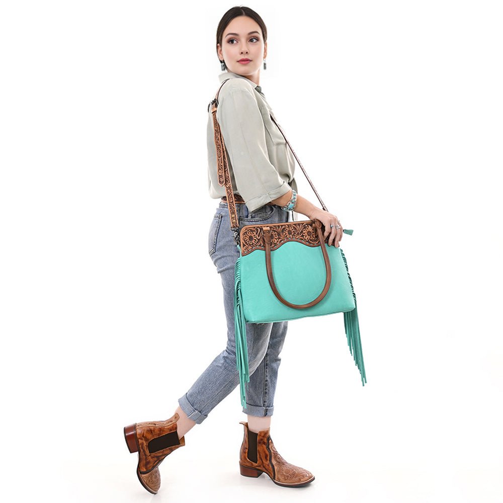 American Darling Hand-Tooled Genuine Leather Tote