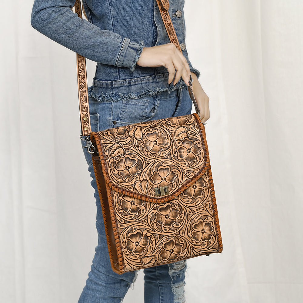 American Darling Hand-Tooled Genuine Leather Envelope Bag