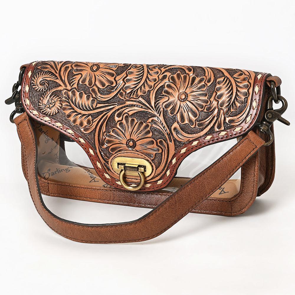 American Darling Hand-Tooled Genuine Leather Clear Bag