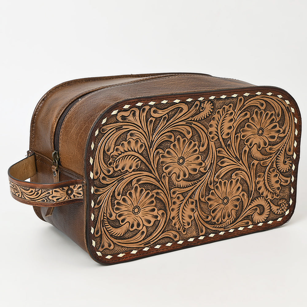 American Darling Hand-Tooled Genuine Leather Toiletry Bag