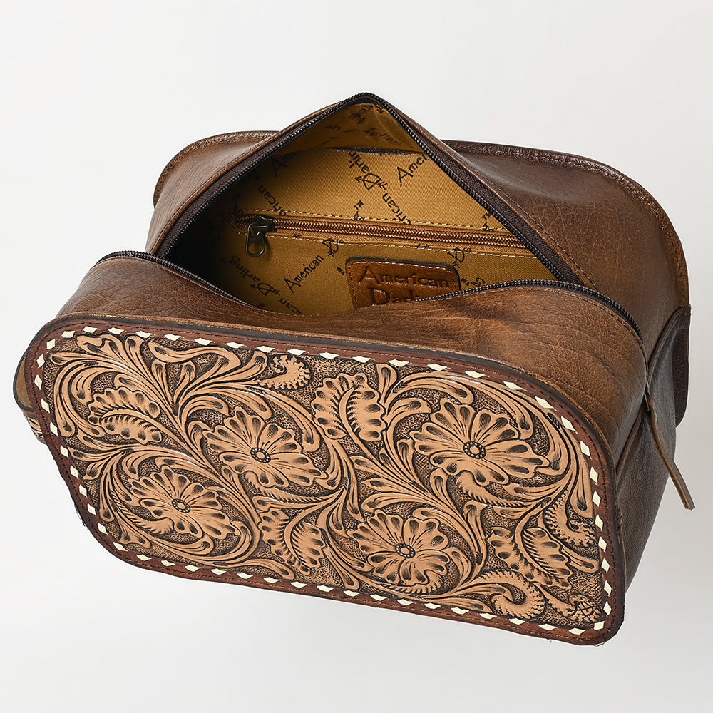 American Darling Hand-Tooled Genuine Leather Toiletry Bag