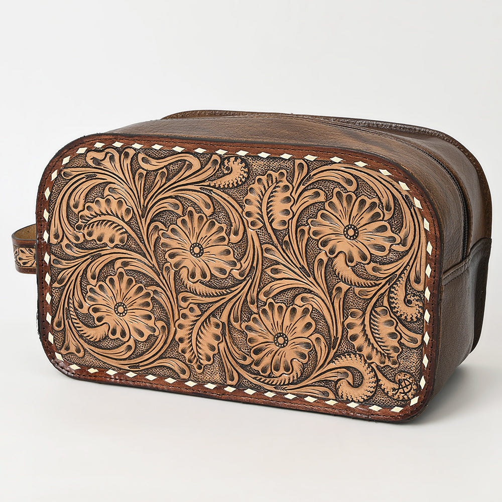 American Darling Hand-Tooled Genuine Leather Toiletry Bag