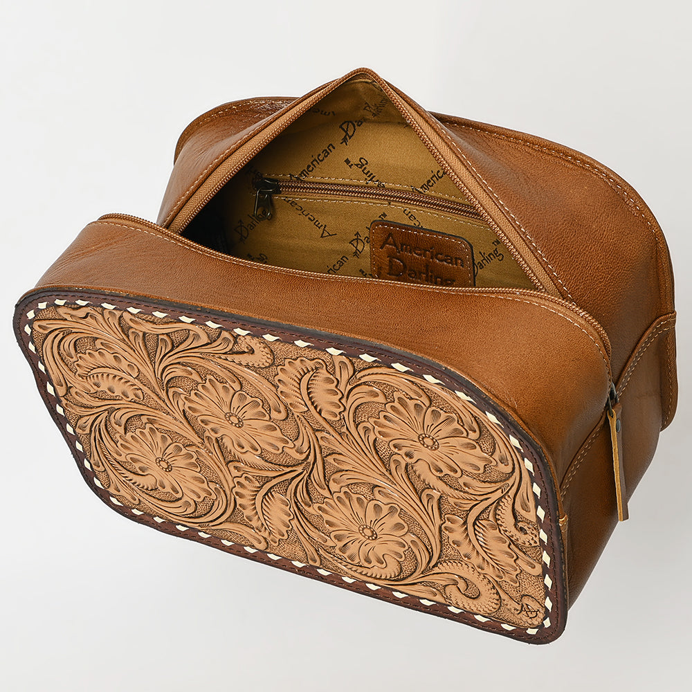 American Darling Hand-Tooled Genuine Leather Toiletry Bag