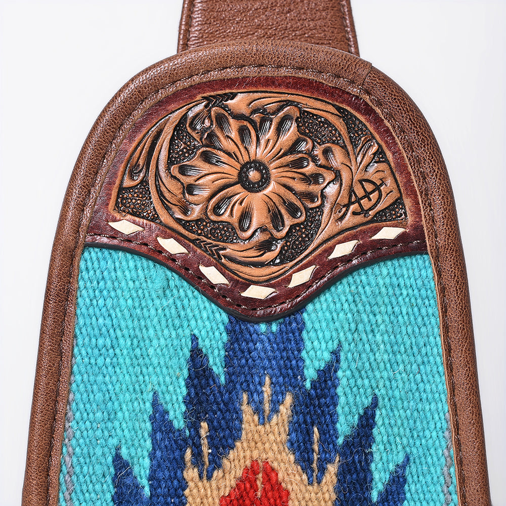 American Darling Sling Hand Tooled Upcycled Wool Genuine Leather