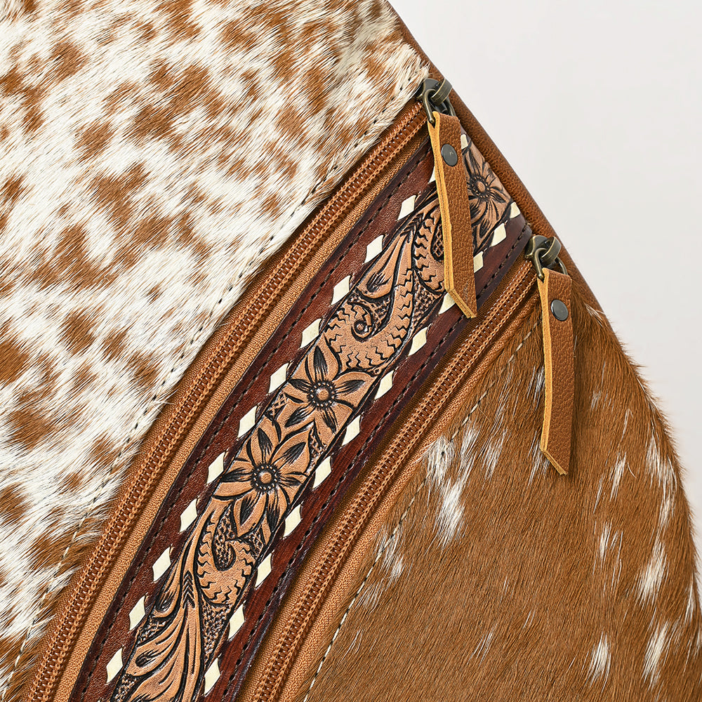 American Darling Hand-Tooled Hair-On Genuine Leather Sling Bag