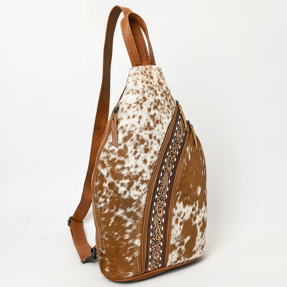 American Darling Hand-Tooled Hair-On Genuine Leather Sling Bag