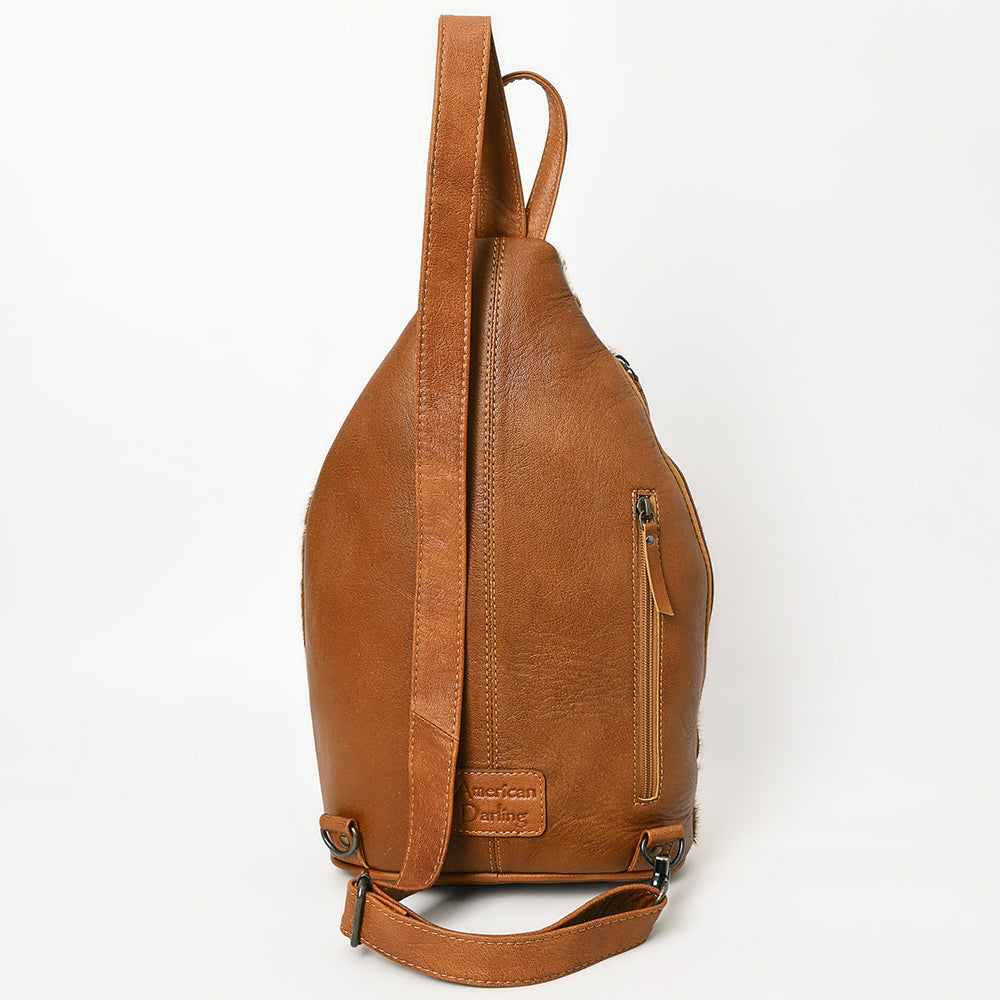 American Darling Hand-Tooled Hair-On Genuine Leather Sling Bag