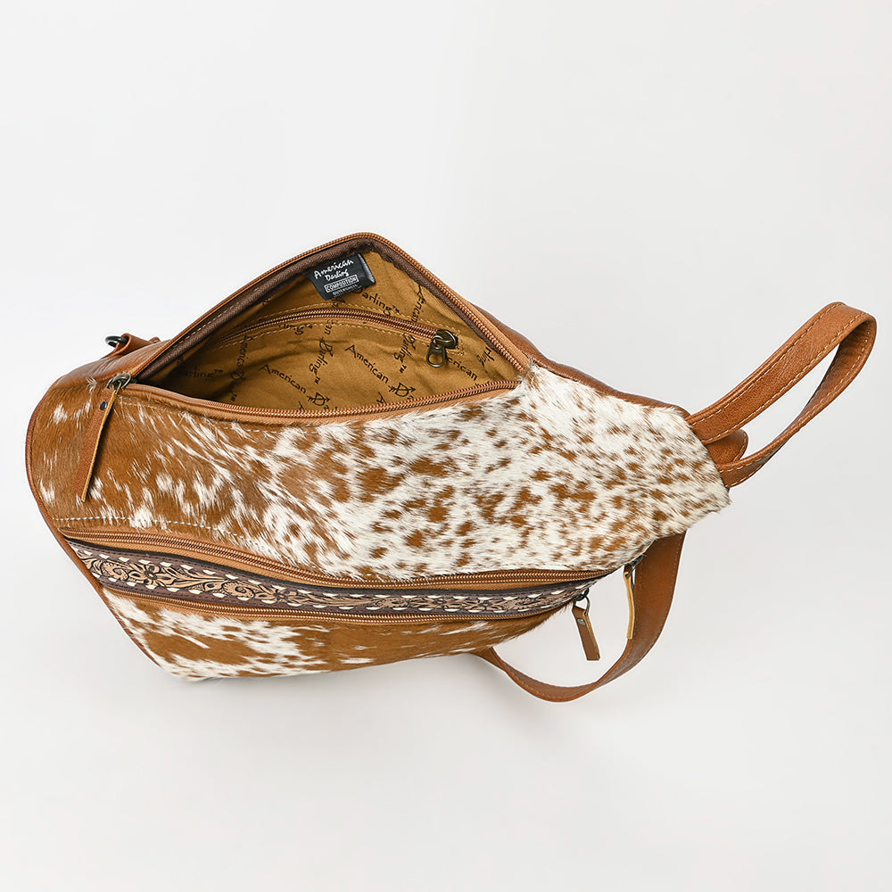 American Darling Hand-Tooled Hair-On Genuine Leather Sling Bag