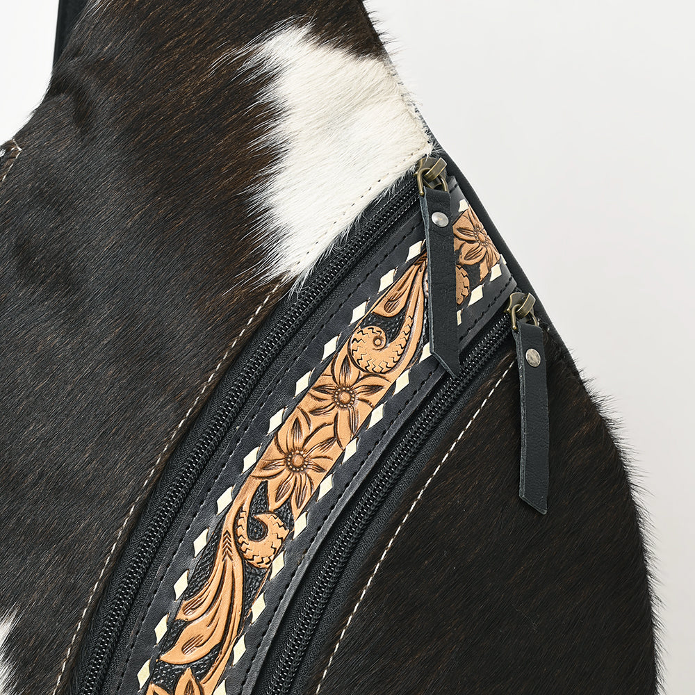 American Darling Hand-Tooled Hair-On Genuine Leather Sling Bag