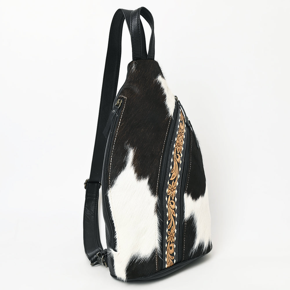 American Darling Hand-Tooled Hair-On Genuine Leather Sling Bag