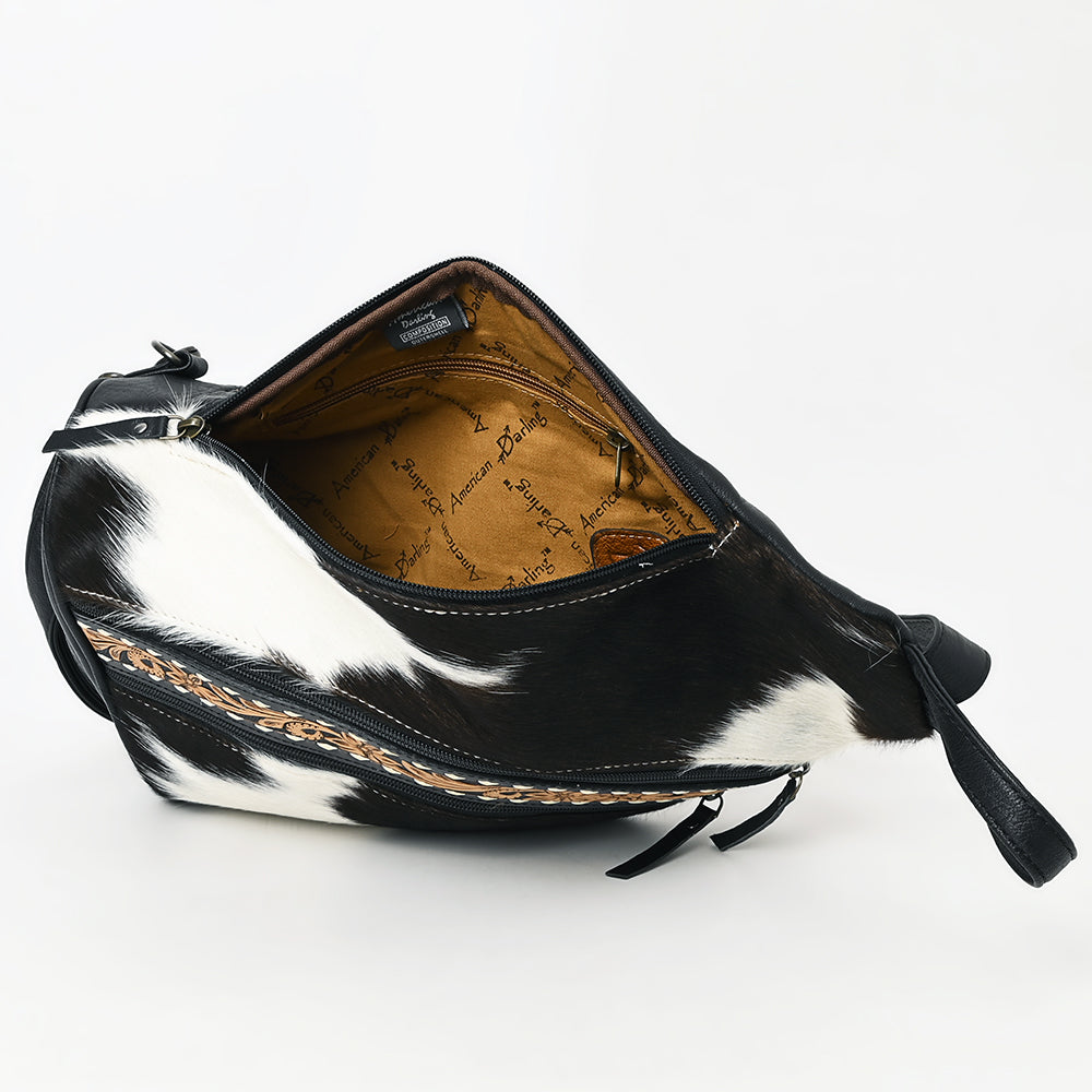 American Darling Hand-Tooled Hair-On Genuine Leather Sling Bag