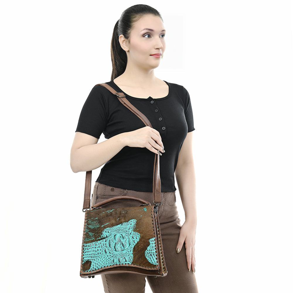 American Darling Tote Crocodile Embossed Genuine Leather