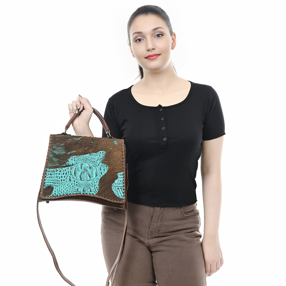 American Darling Tote Crocodile Embossed Genuine Leather