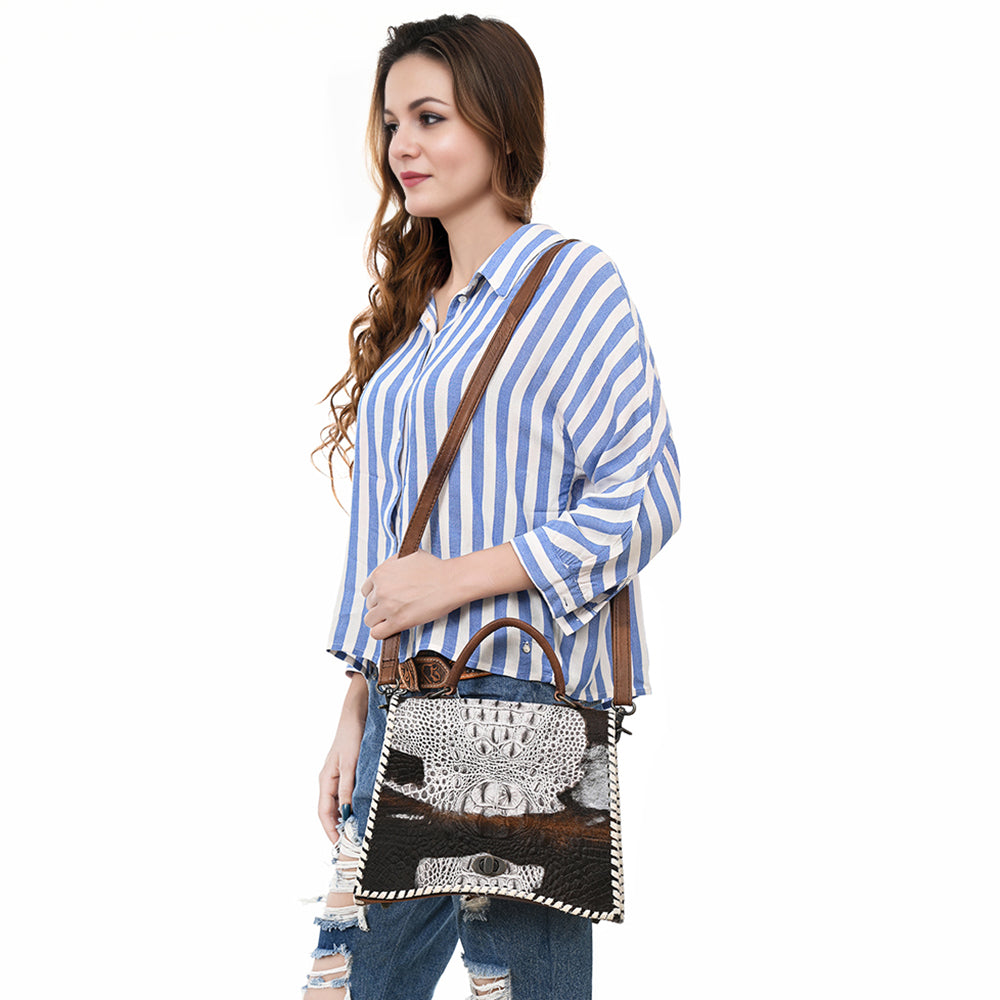 American Darling Tote Crocodile Embossed Genuine Leather
