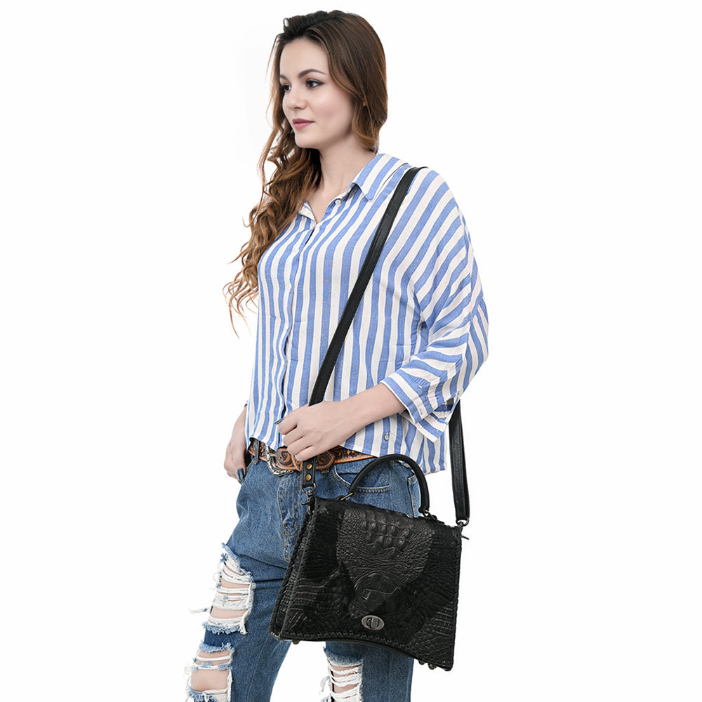 American Darling Tote Crocodile Embossed Genuine Leather
