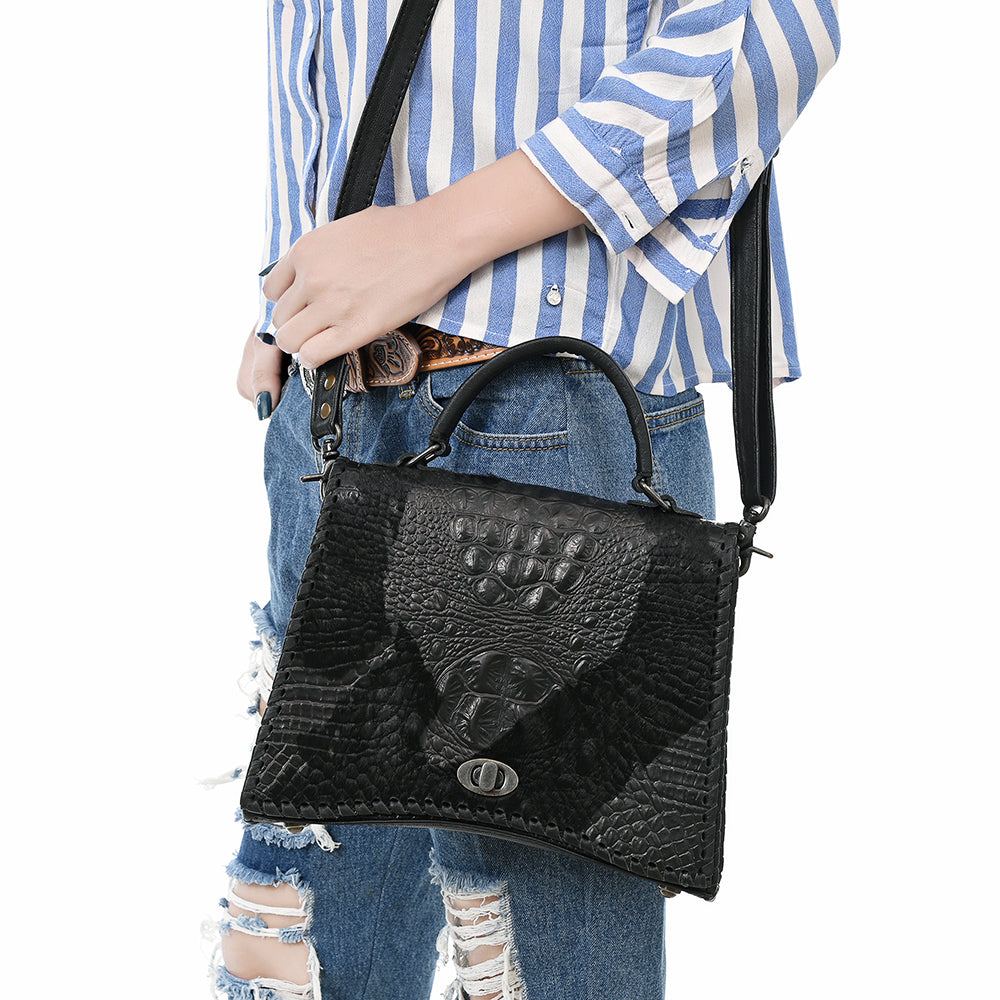 American Darling Tote Crocodile Embossed Genuine Leather