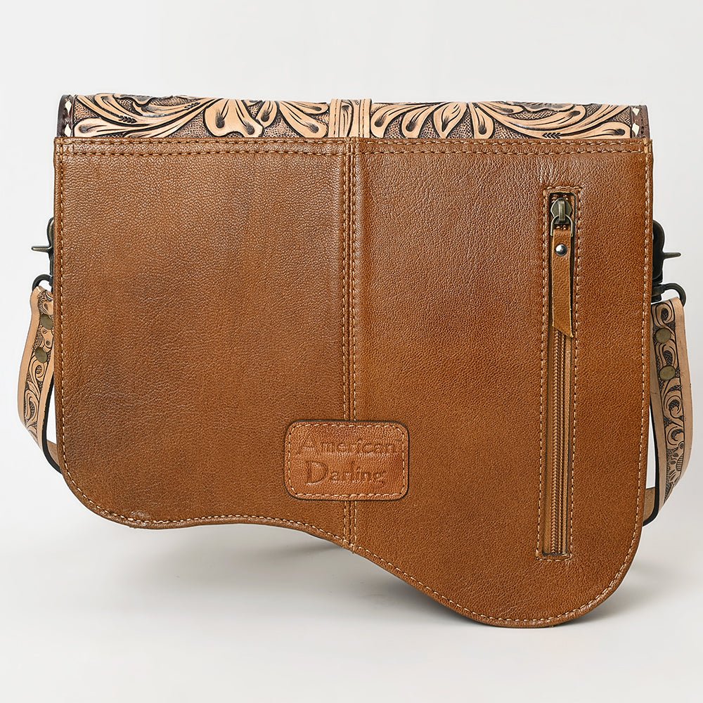 American Darling Hand-Tooled Hair-On Genuine Leather Crossbody Bag
