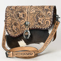 American Darling Hand-Tooled Hair-On Genuine Leather Crossbody Bag