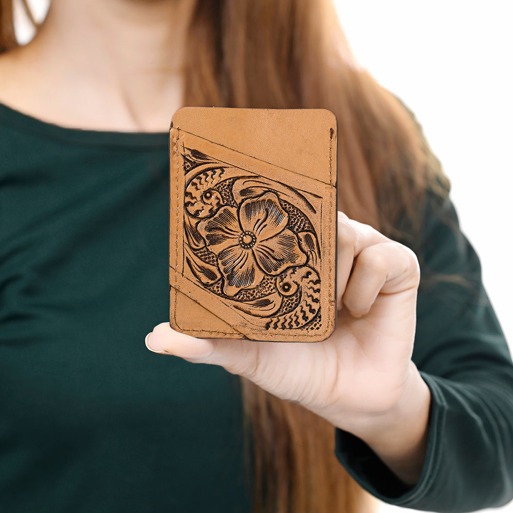 American Darling Card Holder Hand Tooled Genuine Leather | Business Credit