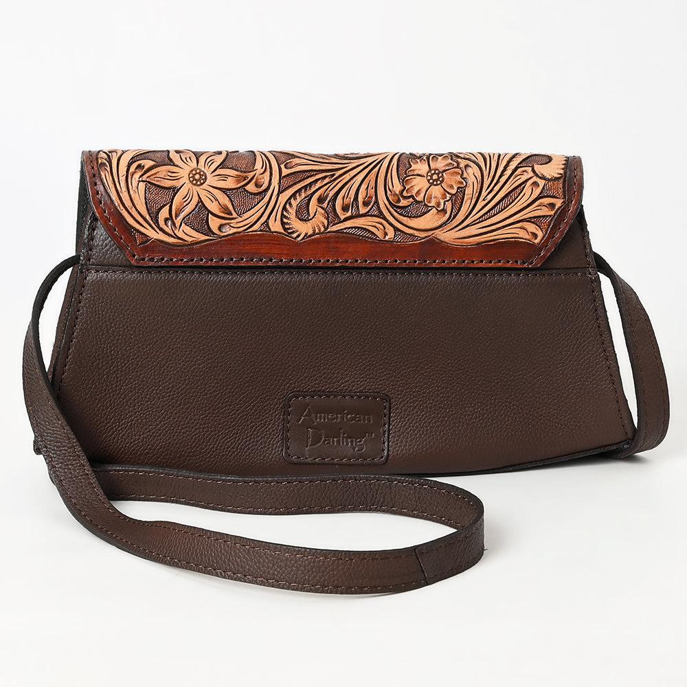 American Darling Hand-Tooled Hair-On Genuine Leather Crossbody Bag