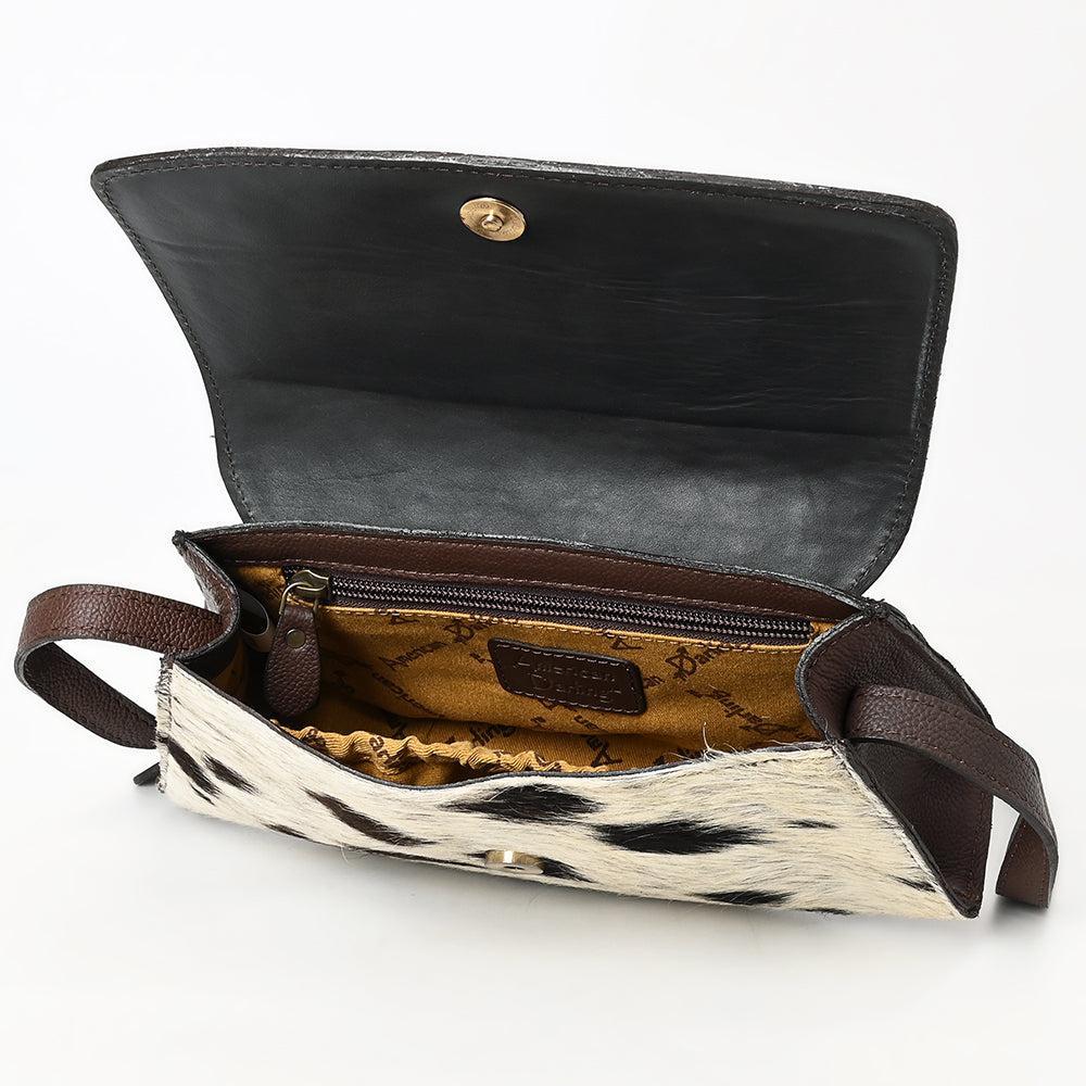 American Darling Hand-Tooled Hair-On Genuine Leather Crossbody Bag